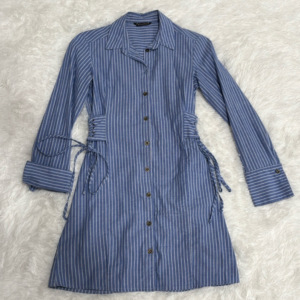 Gorgeous Blue Button Down Dress, Vacation Dress, Work Dress